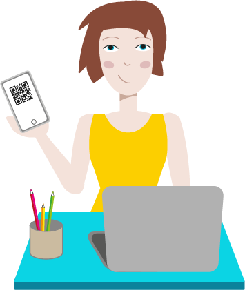 Illustration : personnage, femme avec ordinateur