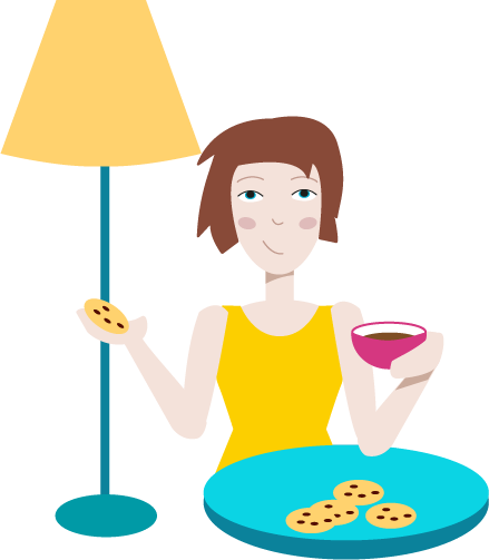 Illustration : personnage, femme, petit déjeuné